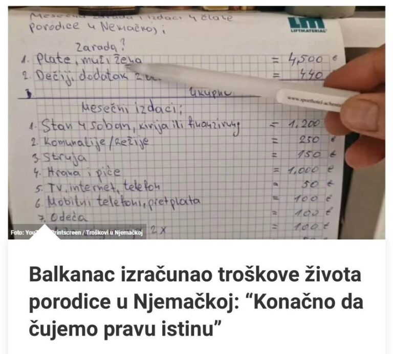 Balkanac izračunao troškove života porodice u Njemačkoj: “Konačno da čujemo pravu istinu”