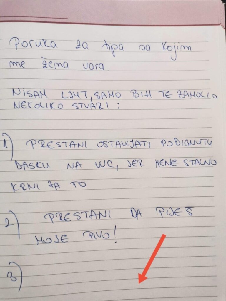 Otkrio da ga žena vara, pa je njenom ljubavniku poslao listu želja: BROJ 5. ĆE VAM NATJERATI SUZE NA OČI
