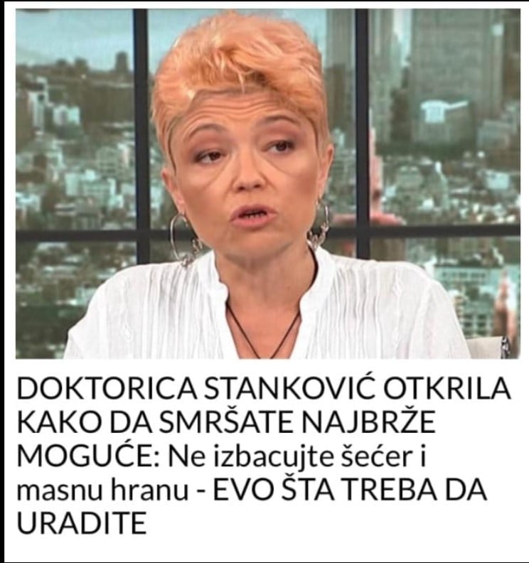 DOKTORICA STANKOVIĆ OTKRILA KAKO DA SMRŠATE NAJBRŽE MOGUĆE: Ne izbacujte šećer i masnu hranu – EVO ŠTA TREBA DA URADITE