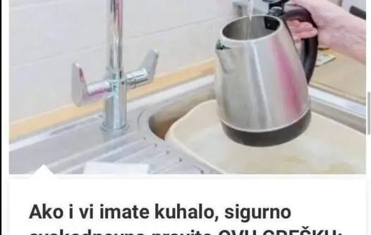 Ako i vi imate kuhalo, sigurno svakodnevno pravite OVU GREŠKU: A rijetko ko zna da je OPASNA PO ZDRAVLJE