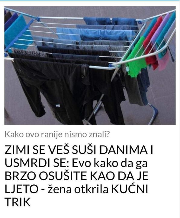 Zimi se veš suši danima i usmrdi se: Evo kako da ga brzo osušite kao da je ljeto žena otkrila kućni trik