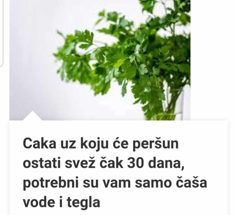 Caka Uz Koju Će Peršun Ostati Svež Čak 30 Dana, Potrebni Su Vam Samo Čaša Vode I Tegla