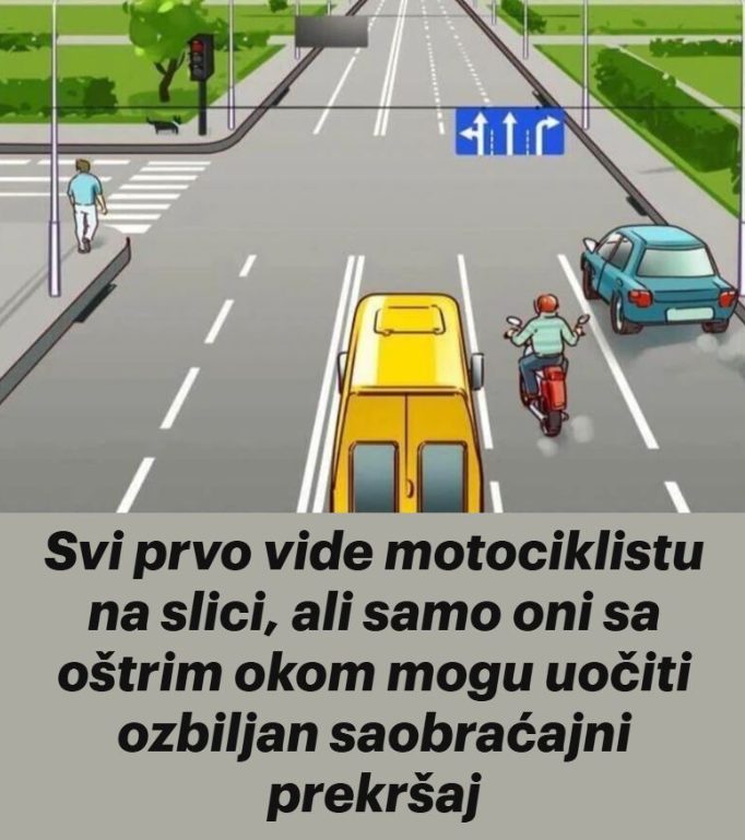 Svi prvo vide motociklistu na slici, ali samo oni sa oštrim okom mogu uočiti ozbiljan saobraćajni prekršaj