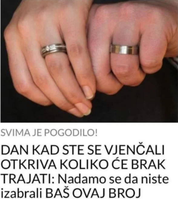 DATUM VAŠEG VJENČANJA OTKRIVA KOLIKO ĆE VAŠ BRAK TRAJATI: Nadamo se da NISTE IZABRALI BAŠ OVAJ BROJ!