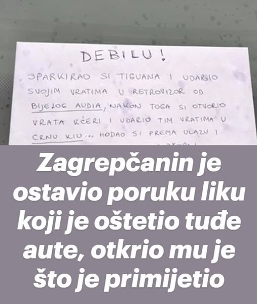 Zagrepčanin je ostavio poruku liku koji je oštetio tuđe aute, otkrio mu je što je primijetio
