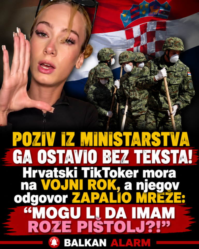 POZIV IZ MINISTARSTVA GA OSTAVIO BEZ TEKSTA! Hrvatski TikToker mora na VOJNI ROK, a njegov odgovor ZAPALIO MREŽE: „MOGU LI DA IMAM ROZE PIŠTOLJ?!“