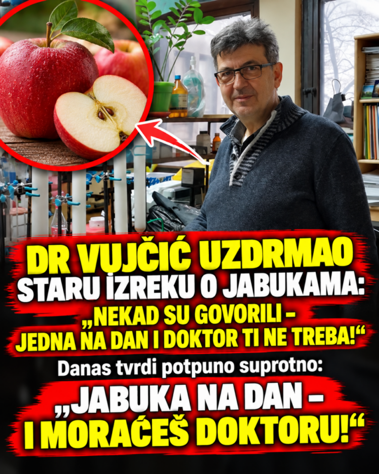 DR VUJČIĆ UZDRMAO STARU IZREKU O JABUKAMA: „NEKAD SU GOVORILI – JEDNA NA DAN I DOKTOR TI NE TREBA!“ Danas tvrdi potpuno suprotno: „JABUKA NA DAN – I MORAĆEŠ DOKTORU!“