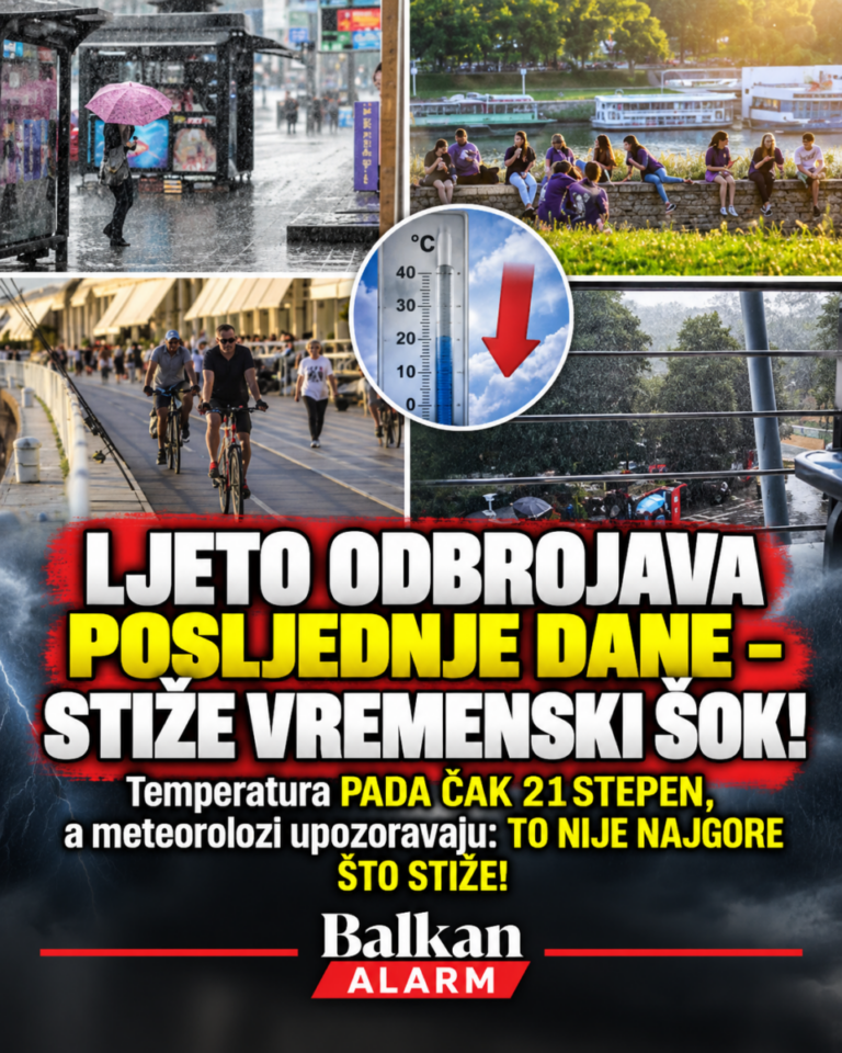 LJETO ODBROJAVA POSLJEDNJE DANE – STIŽE VREMENSKI ŠOK! Temperatura PADA ČAK 21 STEPEN, a meteorolozi upozoravaju: TO NIJE NAJGORE ŠTO STIŽE!