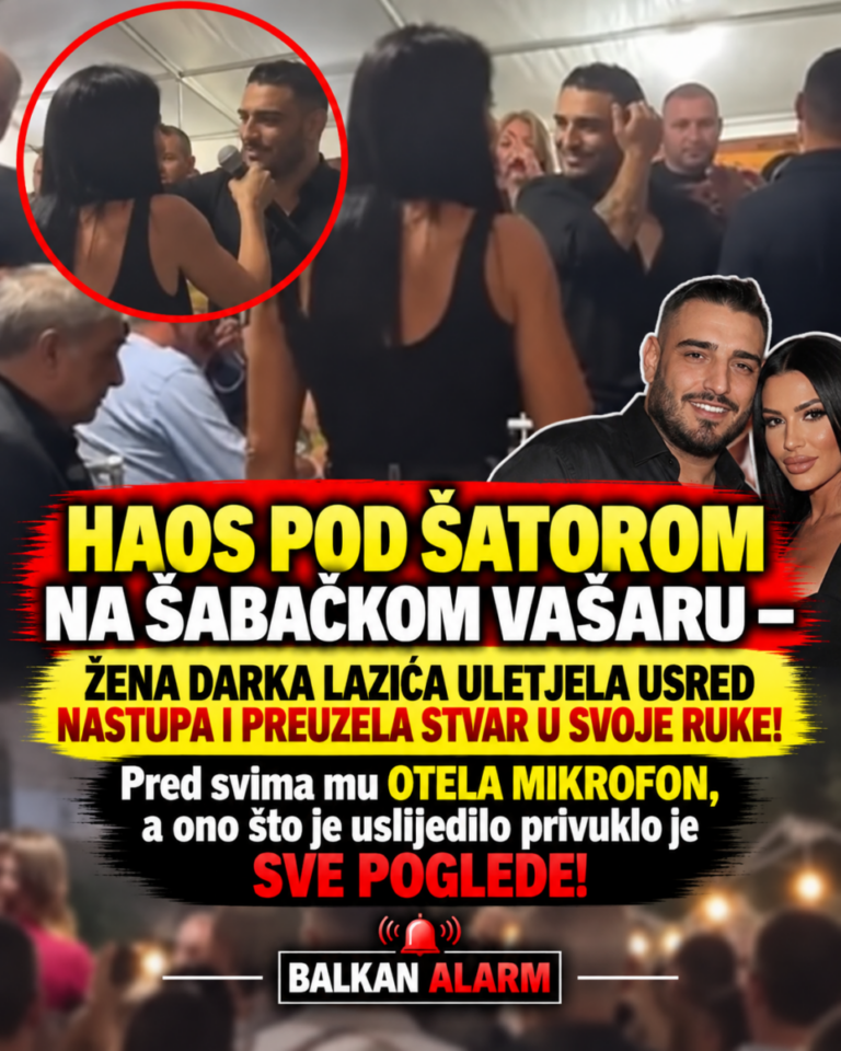 HAOS POD ŠATOROM NA ŠABAČKOM VAŠARU – ŽENA DARKA LAZIĆA ULETJELA USRED NASTUPA I PREUZELA STVAR U SVOJE RUKE! Pred svima mu OTELA MIKROFON, a ono što je uslijedilo privuklo je SVE POGLEDE!
