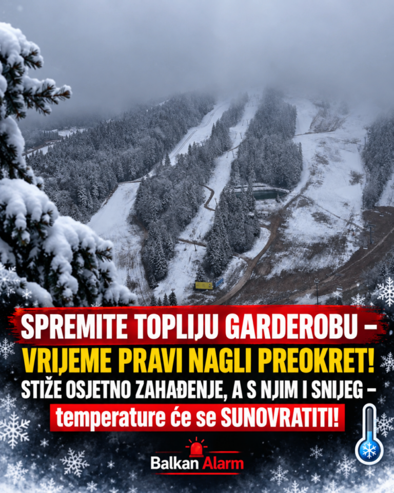 SPREMITE TOPLIJU GARDEROBU – VRIJEME PRAVI NAGLI PREOKRET! STIŽE OSJETNO ZAHAĐENJE, A S NJIM I SNIJEG – temperature će se SUNOVRATITI!