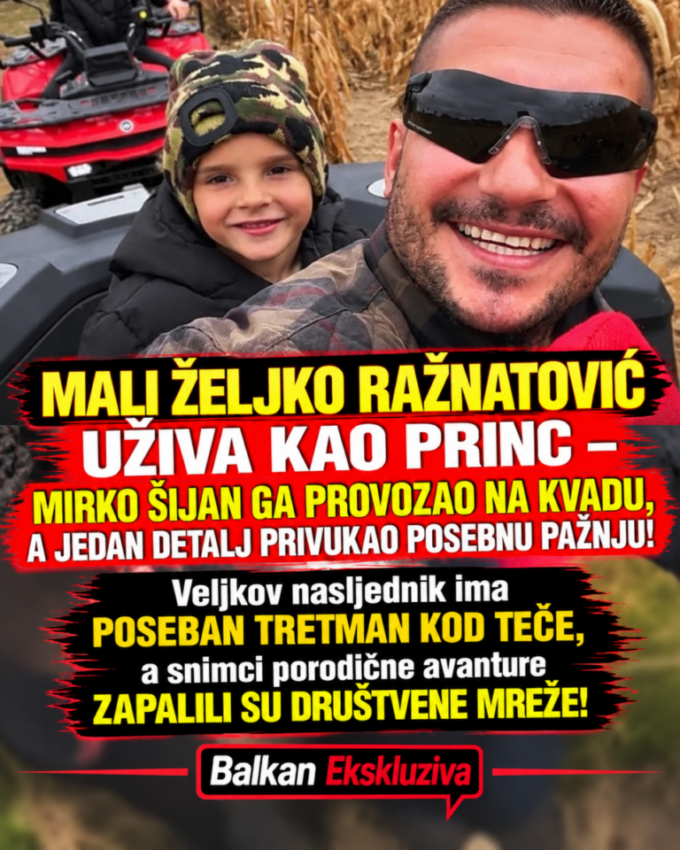 MALI ŽELJKO RAŽNATOVIĆ UŽIVA KAO PRINC – MIRKO ŠIJAN GA PROVOZAO NA KVADU, A JEDAN DETALJ PRIVUKAO POSEBNU PAŽNJU! Veljkov nasljednik ima POSEBAN TRETMAN KOD TEČE, a snimci porodične avanture ZAPALILI SU DRUŠTVENE MREŽE!