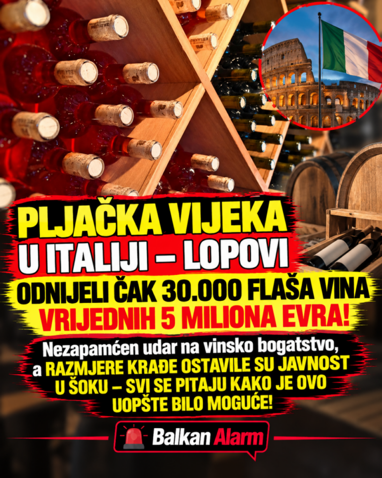 PLJAČKA VIJEKA U ITALIJI – LOPOVI ODNijELI ČAK 30.000 FLAŠA VINA VRIJEDNIH 5 MILIONA EVRA! Nezapamćen udar na vinsko bogatstvo, a RAZMJERE KRAĐE OSTAVILE SU JAVNOST U ŠOKU – SVI SE PITAJU KAKO JE OVO UOPŠTE BILO MOGUĆE!