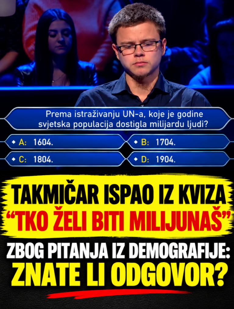 Takmičar ispao iz kviza “Tko želi biti milijunaš” zbog pitanja iz demografije: Znate li odgovor?