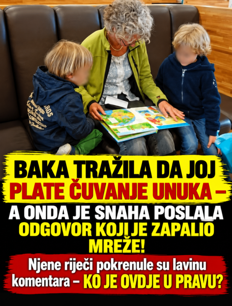 BAKA TRAŽILA DA JOJ PLATE ČUVANJE UNUKA – A ONDA JE SNAHA POSLALA ODGOVOR KOJI JE ZAPALIO MREŽE! Njene riječi pokrenule su lavinu komentara – KO JE OVDJE U PRAVU?
