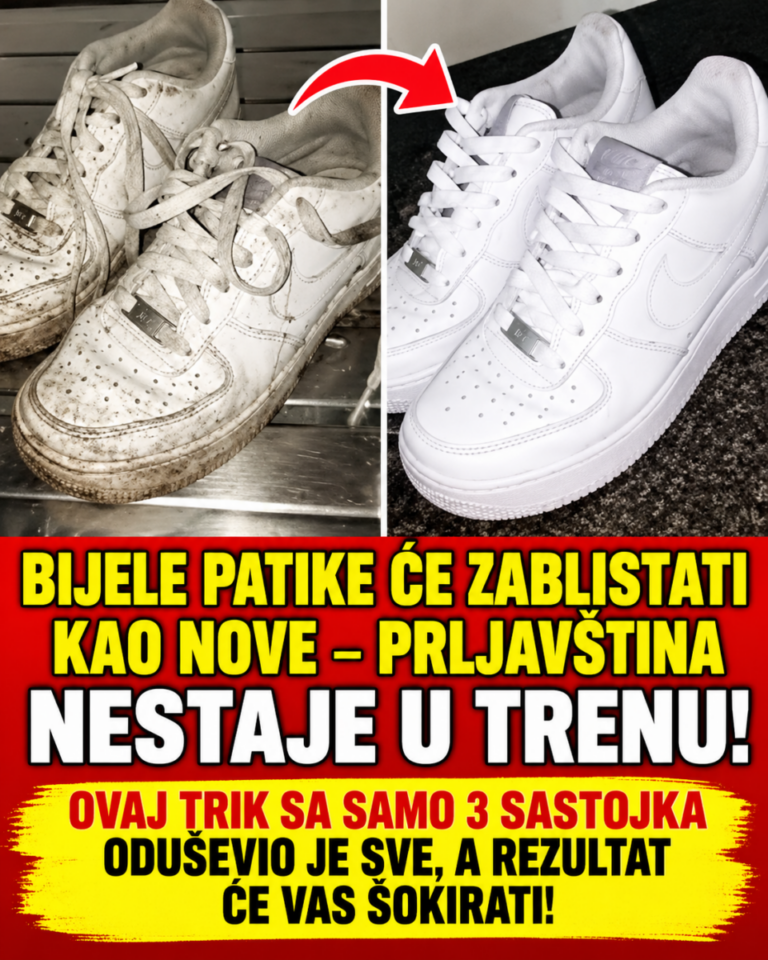 BIJELE PATIKE ĆE ZABLISTATI KAO NOVE – PRLJAVŠTINA NESTAJE U TRENU! OVAJ TRIK SA SAMO 3 SASTOJKA ODUŠEVIO JE SVE, A REZULTAT ĆE VAS ŠOKIRATI!